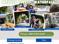 Mini Zoo_Cave Tubing_Monkey Forest_Waterfall_Bali