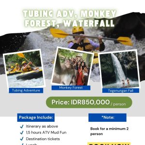 Bali Combination Package 1 Tubing Adventure_Monkey Forest_Waterfall_Bali