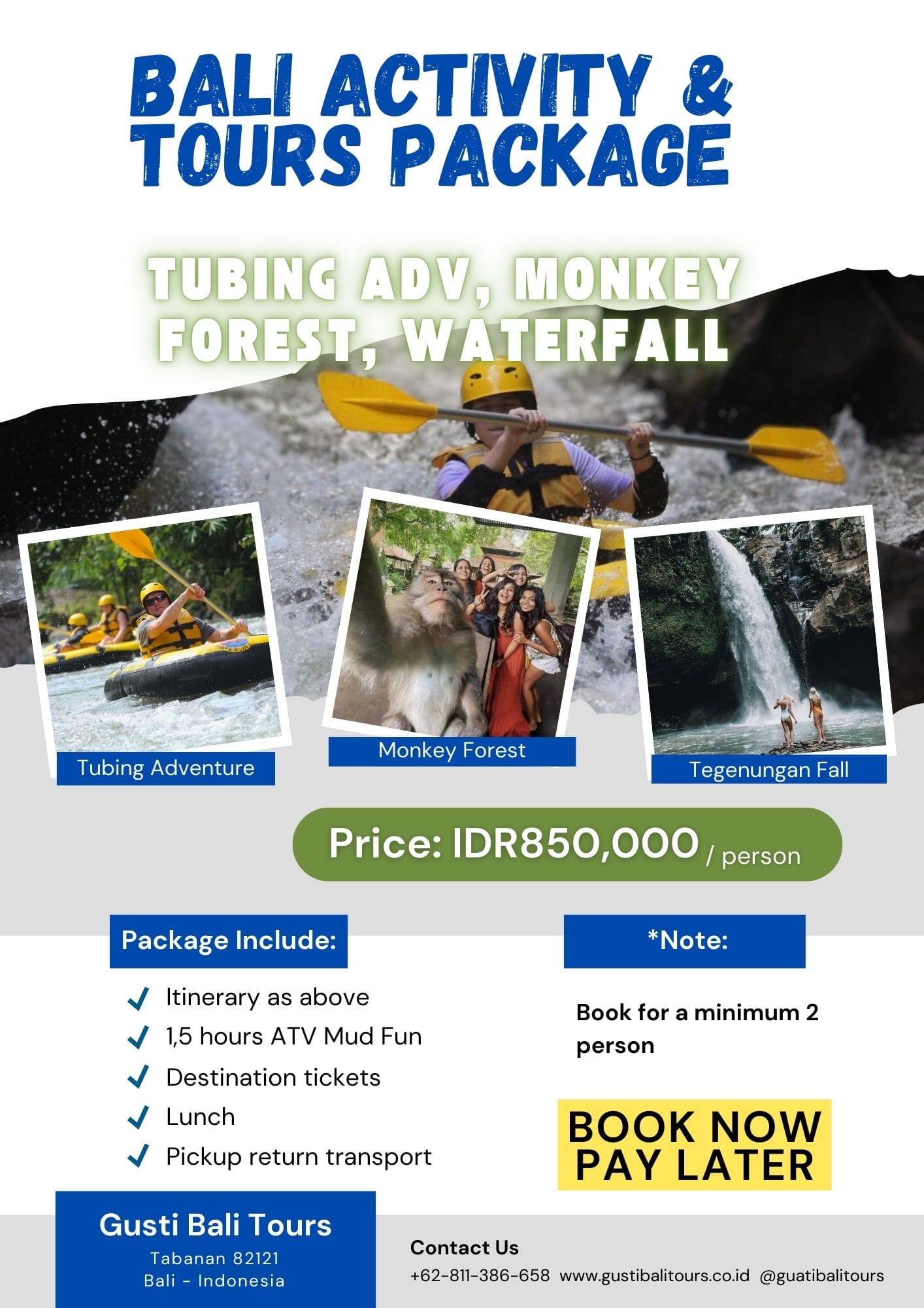 Tubing Adventure_Monkey Forest_Waterfall_Bali